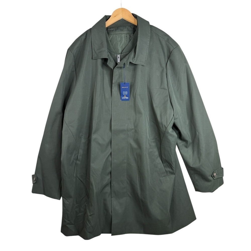 New Stafford Men's Midweight Trench Coat Size XXL Deep Green